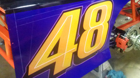 Race car numbers hand painted